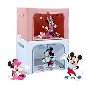 迪士尼 牛津布卡通收纳箱 家用整理衣服筐子 透明可视储物盒 66L款