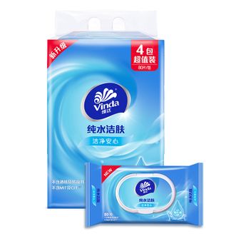 维达 RO纯水湿巾80片*4包纯水洁肤母婴可用湿巾纸温和无香 (80片家庭装) 维达 RO纯水湿巾80片*4包纯水洁肤母婴可用湿巾纸温和无香 (80片家庭装)