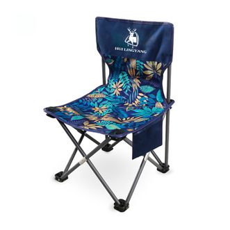 徽羚羊 云休 户外折叠椅子便携小凳子折叠椅 蓝色花纹-加大号 