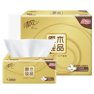 清风 抽纸 纸巾 原木纯品金装系列 3层120抽软抽纸巾*10包(母婴可用) 清风 抽纸 纸巾 原木纯品金装系列 3层120抽软抽纸巾*10包(母婴可用)