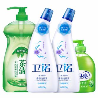 蓝月亮 绿茶洗洁精1kg+卫诺洁厕液500g*2+芦荟抑菌洗手液500g 蓝月亮 绿茶洗洁精1kg+卫诺洁厕液500g*2+芦荟抑菌洗手液500g