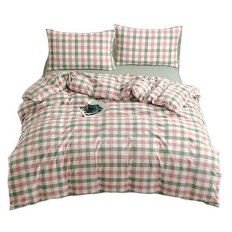 洁丽雅/Grace 全棉水洗棉色织格子四件套 大朵棉花织造蓬松保暖床单被套 2*2.3m布拉格 洁丽雅/Grace 全棉水洗棉色织格子四件套 大朵棉花织造蓬松保暖床单被套 2*2.3m布拉格