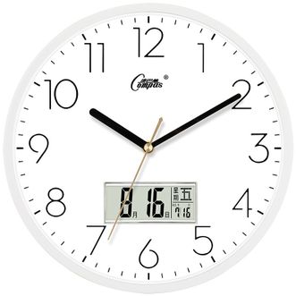 康巴丝（Compas）挂钟 创意时尚时钟 日历石英钟客厅卧室北欧时尚挂表白色