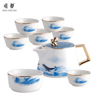 唯都  家用茶组乘风破浪茶具套装8件套 陶瓷茶具组合套装 W-H19 唯都  家用茶组乘风破浪茶具套装8件套 陶瓷茶具组合套装 W-H19