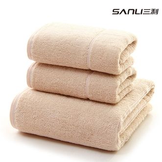 三利 纯棉毛浴巾套装 纯色诧寂A类三件套 浴巾+2面巾 米白色 3110+8110 三利 纯棉毛浴巾套装 纯色诧寂A类三件套 浴巾+2面巾 米白色 3110+8110