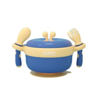 爱音（Aing）儿童保温碗三件套宝宝辅食碗勺餐具套装注水保温碗+叉子+勺子