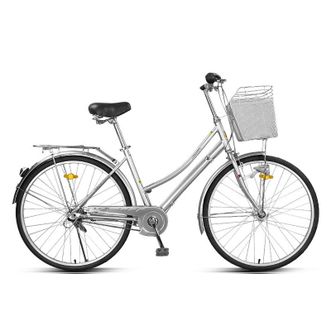 永久（FOREVER）  城市自行车女式日本禧玛诺内三速变速通勤车内发电花鼓学生单车 26寸 银色