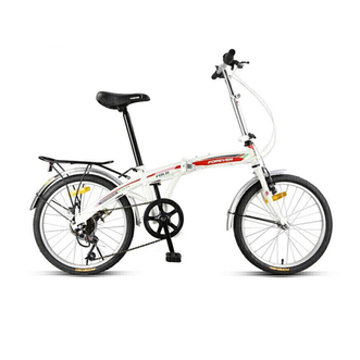永久折叠自行车20英寸7变速男式女式成人学生儿童可放后备箱城市通勤代步单车 白红色