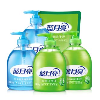 蓝月亮 经典款洗手液500gx2+野菊花洗手液500gx2+500g袋 保持双手清洁,远离细菌威胁! 厨卫两用 去油去腥 蓝月亮 经典款洗手液500gx2+野菊花洗手液500gx2+500g袋 保持双手清洁,远离细菌威胁! 厨卫两用 去油去腥