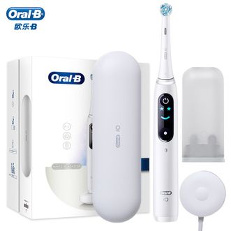 欧乐B/OralB  电动牙刷 微震科技小圆头牙刷全身防水口腔护理震动洁牙护牙洁牙器云感刷专业版iO8白色