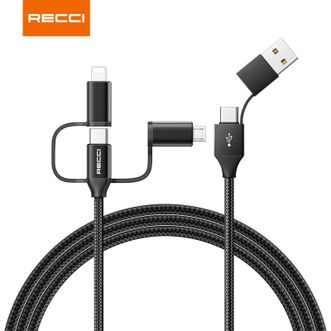 Recci六合一多用充电线Type-C跟USB通用Lightning+Type-C+Mirco黑色