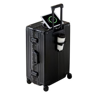 DULA 铝框行李箱 多功能拉杆箱杯架 小型旅行密码箱充电登机皮箱子 复合防刮箱面登机箱 20英寸 DULA 铝框行李箱 多功能拉杆箱杯架 小型旅行密码箱充电登机皮箱子 复合防刮箱面登机箱 20英寸