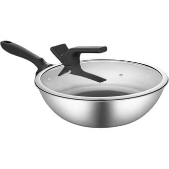 Debo 德铂炒锅有钛无涂层不粘锅无氟不粘锅炒菜锅 钛钢耐磨不粘款(单锅+锅盖) 28cm Debo 德铂炒锅有钛无涂层不粘锅无氟不粘锅炒菜锅 钛钢耐磨不粘款(单锅+锅盖) 28cm