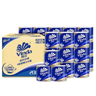 维达 有芯卷纸 蓝色经典4层200克*27卷 高克重 卫生纸 卷筒纸纸巾 整箱 维达 有芯卷纸 蓝色经典4层200克*27卷 高克重 卫生纸 卷筒纸纸巾 整箱