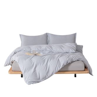 無印良品 A类优棉床上四件套200*230cm MJ-T2024-0287蓝小格 無印良品 A类优棉床上四件套200*230cm MJ-T2024-0287蓝小格