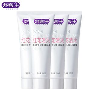 舒客 清新口腔异味泡沫细腻深层清洁红花清火牙膏120g*4支 480g 舒客 清新口腔异味泡沫细腻深层清洁红花清火牙膏120g*4支 480g