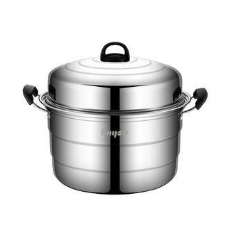 拜格（Bayco）  蒸锅三层45CM加大容量加厚不锈钢汤锅(三个蒸片) BG1456