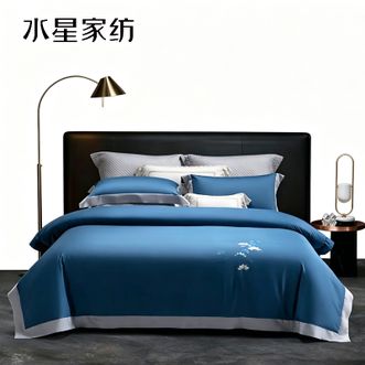 水星家纺 轻奢抗菌四件套精选100%长绒棉高支高密时尚精美刺绣亲肤柔滑触感 至甄·碧海生绡 水星家纺 轻奢抗菌四件套精选100%长绒棉高支高密时尚精美刺绣亲肤柔滑触感 至甄·碧海生绡