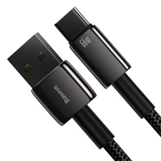 倍思 钨金系列快充数据线USB to Type-C 6A超级快充电线100W 1m 黑色