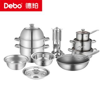 德铂(Debo) 汤姆逊(套装锅)DEP-DZ283 不锈钢炒锅蒸锅组合套 德铂(Debo) 汤姆逊(套装锅)DEP-DZ283 不锈钢炒锅蒸锅组合套