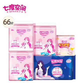 七度空间 超薄棉柔优雅日夜组合66片 少女优雅丝柔棉表层透气日用加量姨妈巾 七度空间 超薄棉柔优雅日夜组合66片 少女优雅丝柔棉表层透气日用加量姨妈巾
