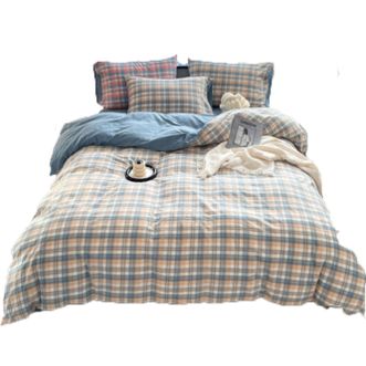 多奇曼 全棉水洗棉四件套床品四件套200*230 翠竹-蓝格 PH-T2401 多奇曼 全棉水洗棉四件套床品四件套200*230 翠竹-蓝格 PH-T2401