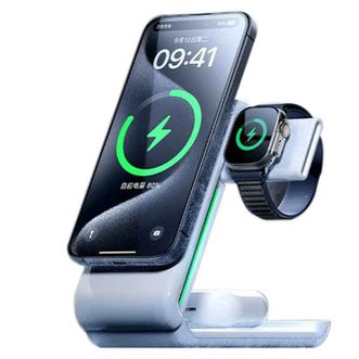 图拉斯（TORRAS）  苹果iPhone无线充电器iwatch手表耳机适用华为magsafe三合一立式磁吸充电板多功能快充小云团
