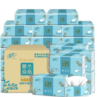 清风 原木纯品小包抽纸3层100抽*24包 细腻柔韧家用卫生纸手纸厕纸 清风 原木纯品小包抽纸3层100抽*24包 细腻柔韧家用卫生纸手纸厕纸