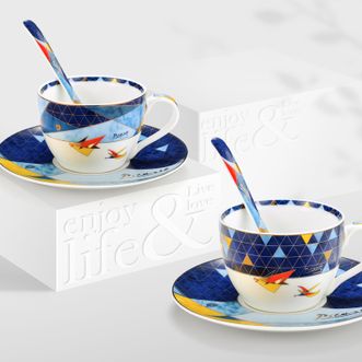  如艺 毕加索《飞翔》系列 精细瓷 咖啡杯碟套组 情侣双人套装 P20-XC06