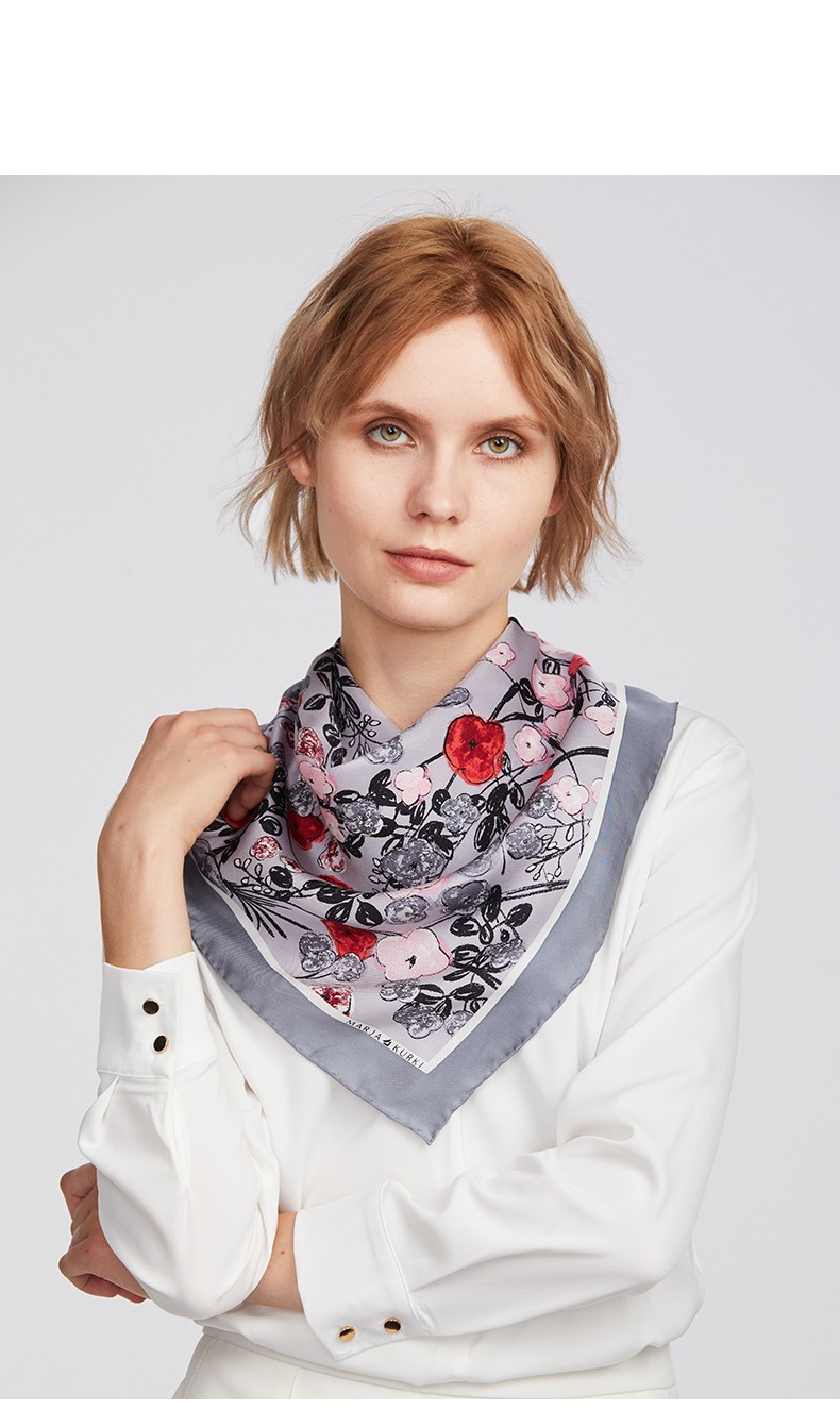 玛丽亚古琦marjakurki桑蚕丝小丝巾女欢笑喜悦1kk1101