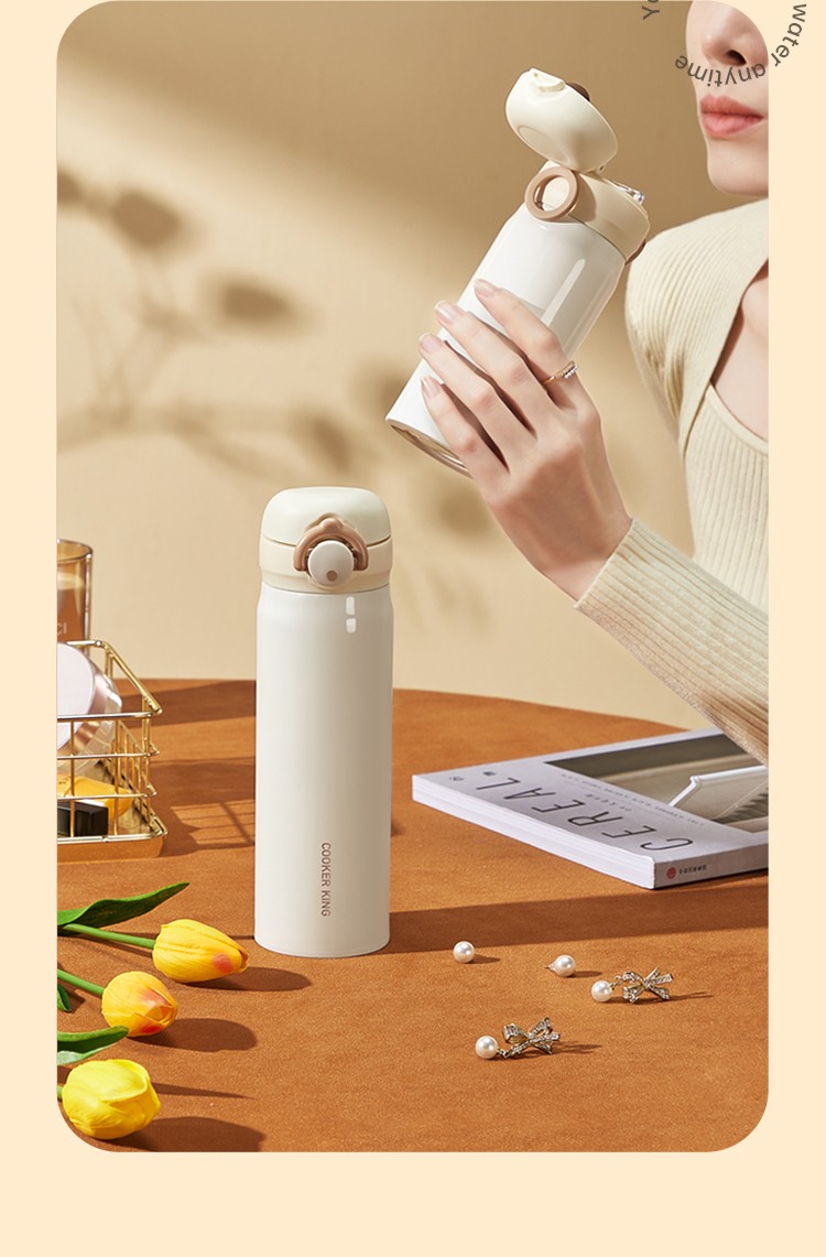 炊大皇保温杯480ml超轻随身杯弹跳杯真空防漏泡茶杯不锈钢内胆水杯