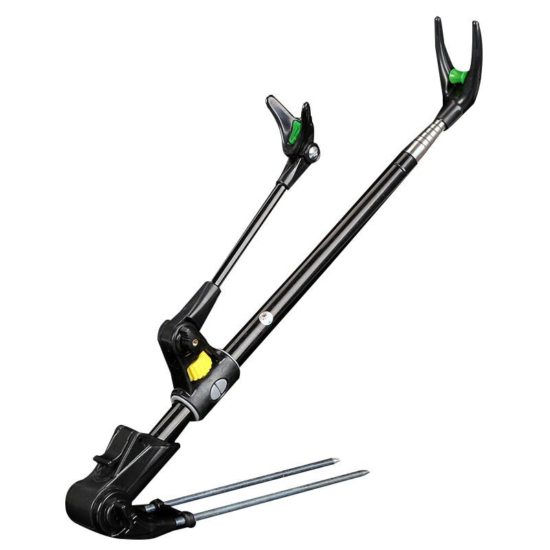 熊火 鱼竿支架 不锈钢炮台支架带地插可拆卸钓鱼支架 2.1米黑色