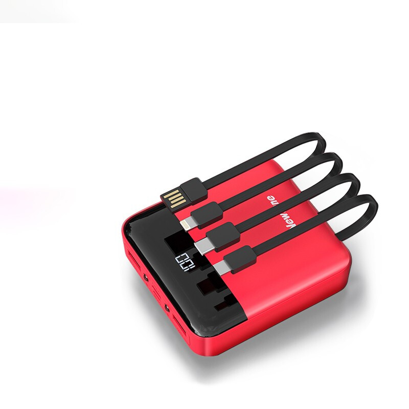 纽曼 自带线充电宝10000毫安小巧便携三合一快充移动电源 al03