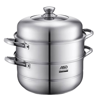 爱仕达（ASD）  蒸锅不锈钢三层 上蒸下煮节能节时 电磁炉煤气通用 26cm