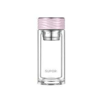 苏泊尔(SUPOR)   沁系列耐热玻璃杯家用办公商务双层泡茶杯 粉紫色 230ML KC23GR10