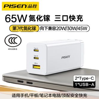 品胜(PISEN)  氮化镓65W充电器多口插头Type-C/USB快充  标配单头白色  笔记本电脑macbook多口超级快充ipad头华为荣耀苹果16手机通用