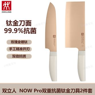 双立人  NOW Pro双重抗菌钛金刀具2件套 家用水果刀多用刀中片刀切菜刀厨房刀具套装锋利抗锈