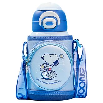 史努比（SNOOPY）  520ml儿童双饮两用保温杯不锈钢随行杯咖啡杯水杯保温保冷杯杯子SNP6096颜色随机
