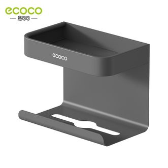 意可可/ecoco  免打孔卫生间浴室置物架 五金壁挂式纸巾架（纸巾架）枪灰色