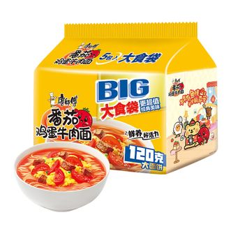 康师傅  大食袋番茄鸡蛋牛肉泡面120g*30袋 居家简餐出游备用