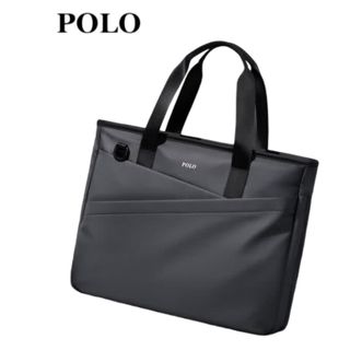 Polo  商务公文包男士可扩容15.6英寸笔记本电脑包轻便防泼水单肩包 灰色