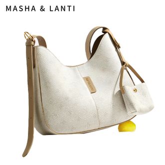 马莎兰缇/MashaLanti  新款老钱风牛仔包女士大容量通勤斜挎腋下托特包 M220506B30363L
