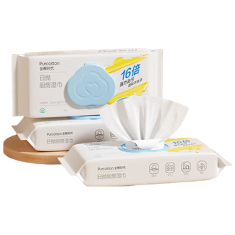 全棉时代/PURCOTTON  日抛厨房湿巾 65gsm,200x200mm 40片/包，3包/提