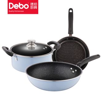 德铂（Debo）  特比特套装锅具炒锅煎锅汤锅不粘锅厨具烹饪三件套轻奢厨具套装 DEP-796