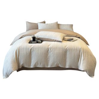 恒源祥  全棉色织提花AB版四件套 简爱系列-咖