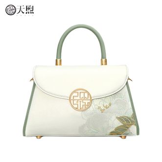 天煦/PMSIX  国风复古旗袍刺绣女包新中式牛皮单肩手提斜挎小包 P120557