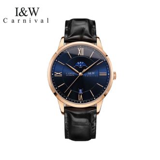 I&W CARNIVAL HWGUOJI  男士手表 全自动机械表 瑞士手表 腕表（ 玫蓝 黑皮带）