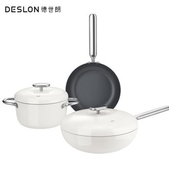 德世朗（DESLON）  小满系列钛陶瓷不粘锅 炒锅30cm+汤锅22cm+煎锅24cm（锅具三件套）