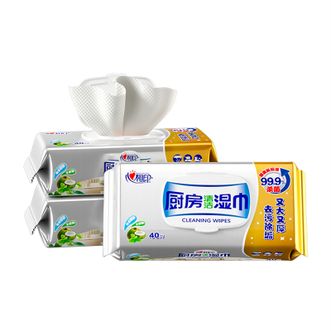 心相印  厨房湿巾 40抽*3包 金装去污去油厨房专用湿纸巾 新老包装随机发XJB040+P1