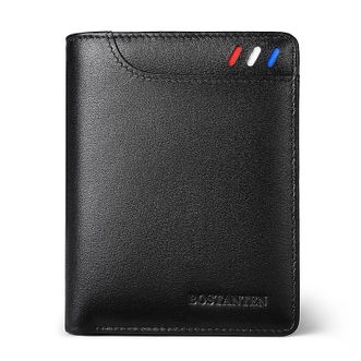 波斯丹顿 (BOSTANTEN)男士钱包头层牛皮多卡位短款钱夹男多功能多卡位B3182022 黑色
